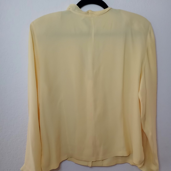 Neiman Marcus Yellow Silk Crepe Blouse - Picture 3 of 5